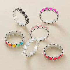 Enamel Connected Hearts Ring