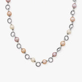 Twisted Wire Link Necklace with Multi-Colored Cultured Pearls