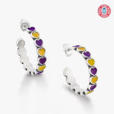 Enamel Louisiana State University Connected Hearts Hoop Earrings