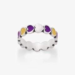 Enamel Louisiana State University Connected Hearts Ring