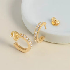 Delicate Pave Diamond Hoop Earrings