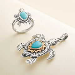 Sea Turtle Gemstone Pendant