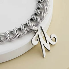 Heavy Double Curb Charm Bracelet