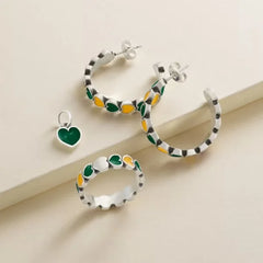 Enamel Baylor University Connected Hearts Hoop Earrings