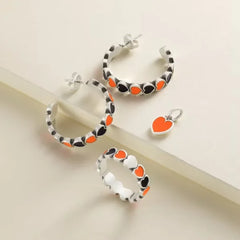 Enamel Oklahoma State University Connected Hearts Hoop Earrings