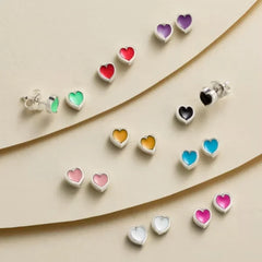 Enamel Connected Hearts Studs