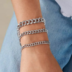 Light Double Curb Charm Bracelet