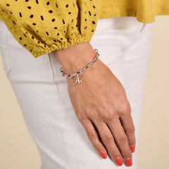 Textured Oval Charm Bracelet