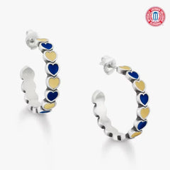Enamel Georgia Tech Connected Hearts Hoop Earrings