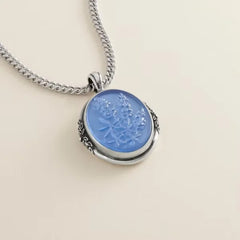 Sculpted Bluebonnet Layered Gemstone Pendant