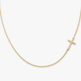 Delicate Pave Diamond Horizon Cross Necklace
