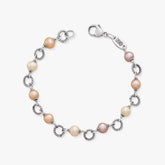 Twisted Wire Link Bracelet with Multi-Colored Cultured Pearls