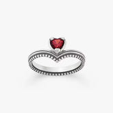 Beaded Chevron Heart Gemstone Ring