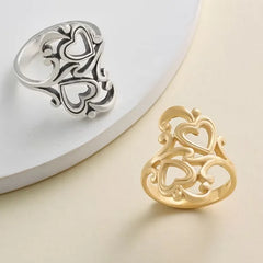 Swirls and Scrolls Hearts Ring