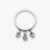 Daisy and Butterflies Dangle Ring