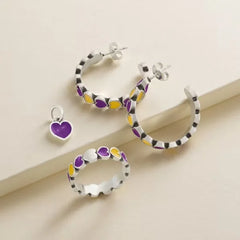 Enamel Louisiana State University Connected Hearts Ring