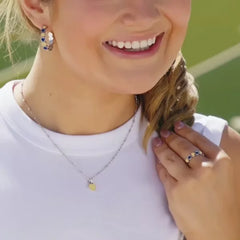 Enamel Georgia Tech Connected Hearts Hoop Earrings
