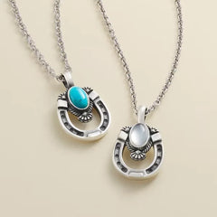 Western Horseshoe Gemstone Pendant