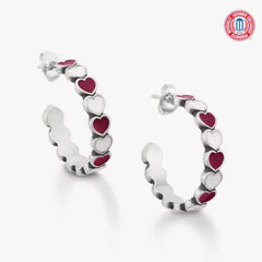 Enamel Texas A&M University Connected Hearts Hoop Earrings