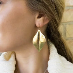 Repousse Leaf Dangle Earrings