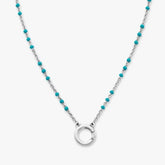 Enamel Beaded Chain Changeable Charm Holder Necklace