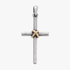 Forged Cross Pendant with Gold Wrap