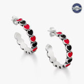 Enamel University of Georgia Connected Hearts Hoop Earrings