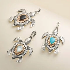 Sea Turtle Gemstone Pendant