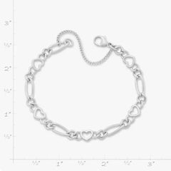 Heart Figaro Charm Bracelet