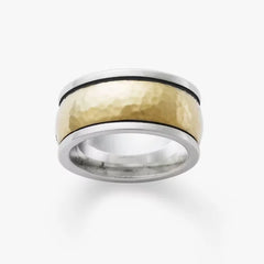 Wide Hammered Simplicity Wedding Ring