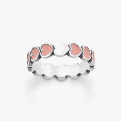 Enamel Connected Hearts Ring