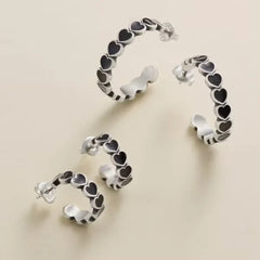 Enamel Connected Hearts Hoop Earrings