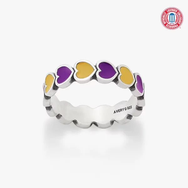 Enamel Louisiana State University Connected Hearts Ring
