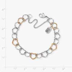 Twisted Wire Connected Hearts Charm Bracelet