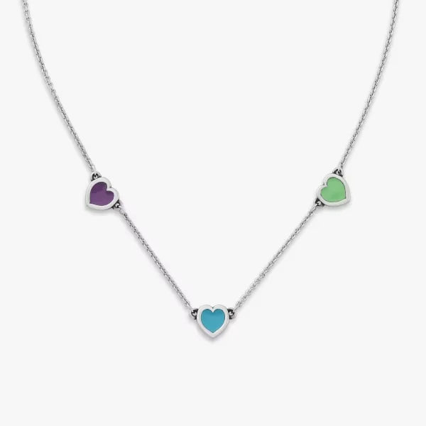 Enamel Connected Hearts Necklace