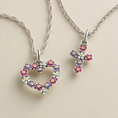 Enamel Floral Cross Pendant