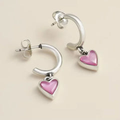 Sweetheart Gemstone Hoop Dangle Earrings