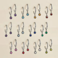 Cherished Birthstone Hoop Dangle Earrings