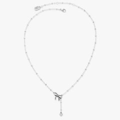 Delicate Bow and Heart Lariat Necklace
