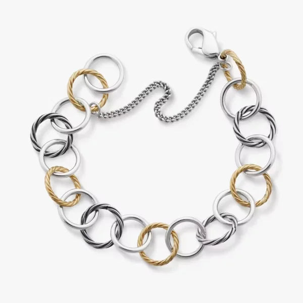 Gold and Silver Loops Charm Bracelet