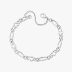 Heart Figaro Charm Bracelet