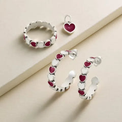Enamel Texas A&M University Connected Hearts Hoop Earrings