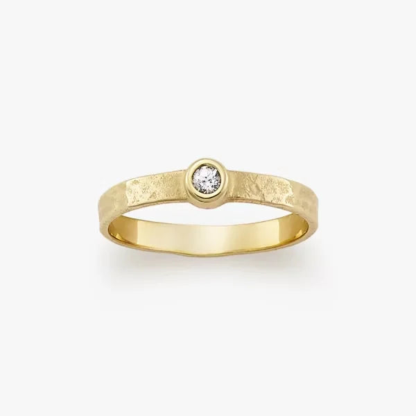 Petite Hammered Gemstone Ring