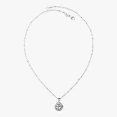 Delicate Beaded Cross Medallion Necklace