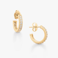 Delicate Pave Diamond Hoop Earrings