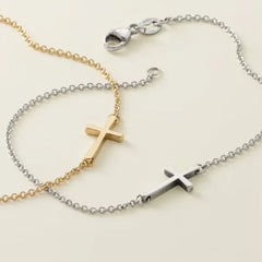 Petite Latin Cross Link Bracelet