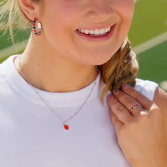 Enamel Texas Tech University Connected Hearts Hoop Earrings