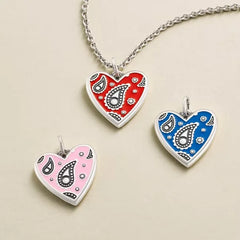 Enamel Western Bandana Heart Charm