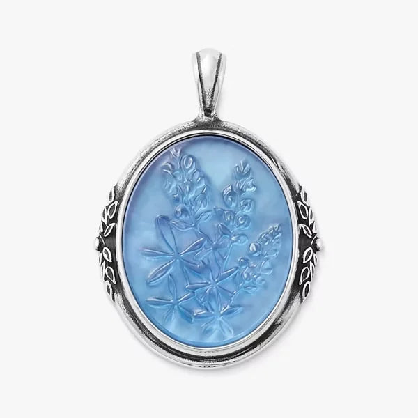 Sculpted Bluebonnet Layered Gemstone Pendant