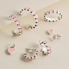 Enamel Connected Hearts Studs